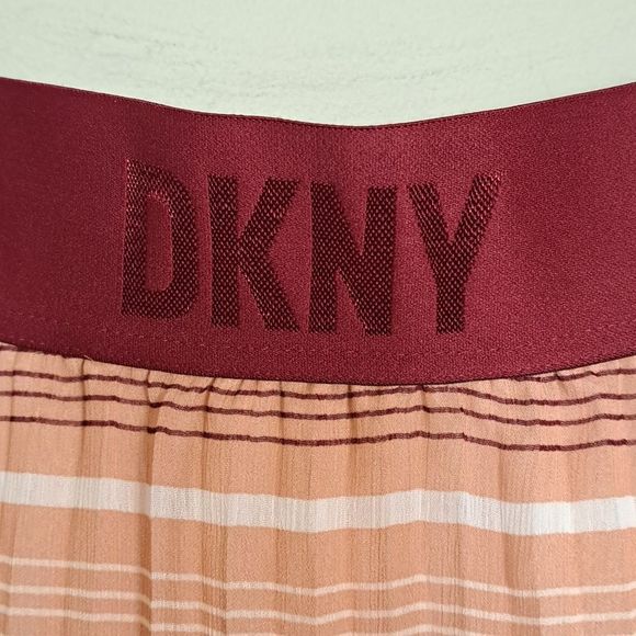 DKNY Chiffon Stripe Print Pleated A-Line Midi Skirt Large - Picture 6 of 10